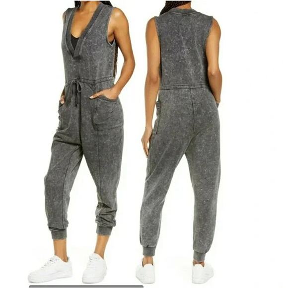 Zella All Day Oversized Sleeveless Gray Sweater Jumpsuit Size Sm - Picture 1 of 13